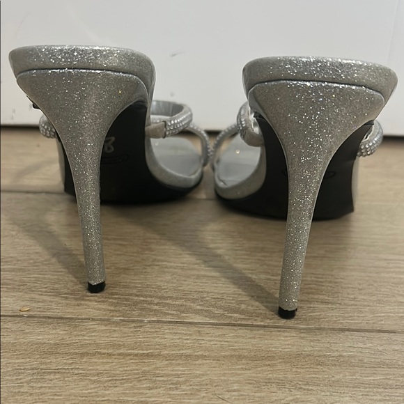 Nine West Silver Heels with Rhinestone Straps - Picture 4 of 11